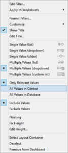tableau performance only relevant values