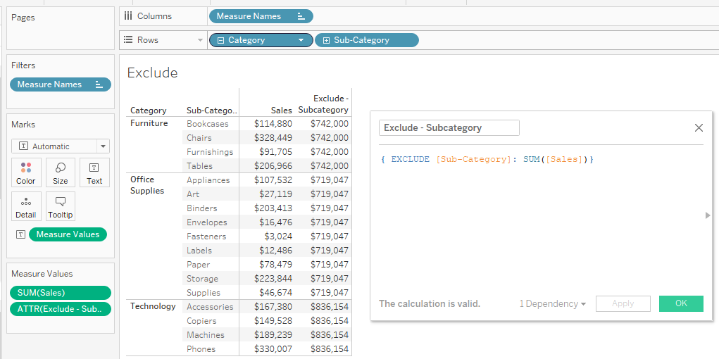 Tableau exclude example
